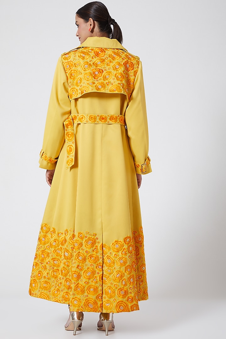 Yellow Embroidered Overcoat by Ava Designs at Pernia's Pop Up Shop
