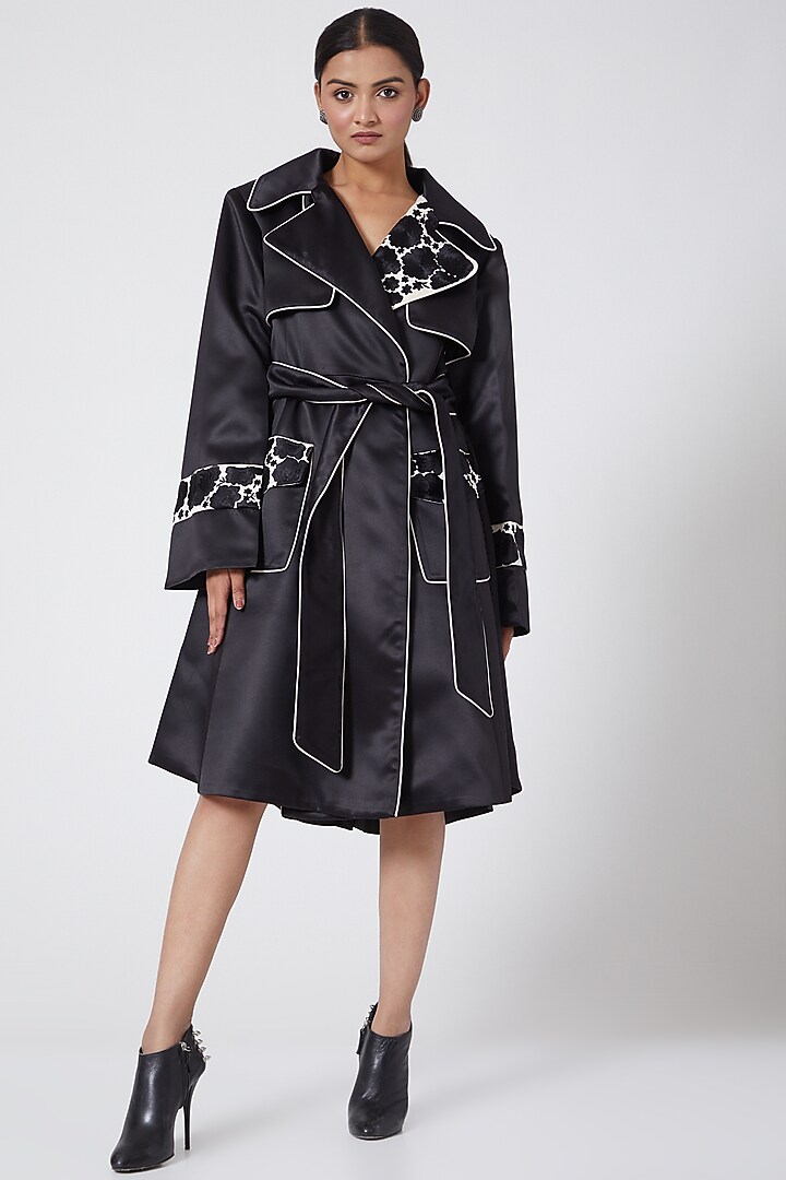 Black Embroidered Overlap Vacation Dress by Ava Designs at Pernia's Pop Up Shop