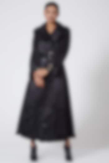 Black Embroidered Overcoat by Ava Designs