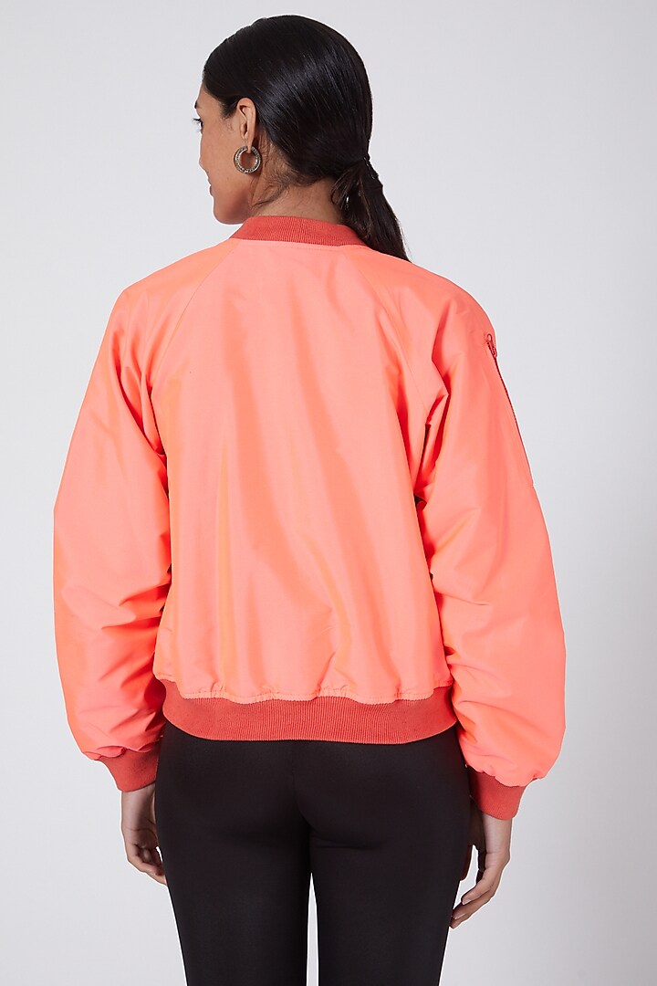 Pink Embroidered Bomber Jacket by Ava Designs at Pernia's Pop Up Shop