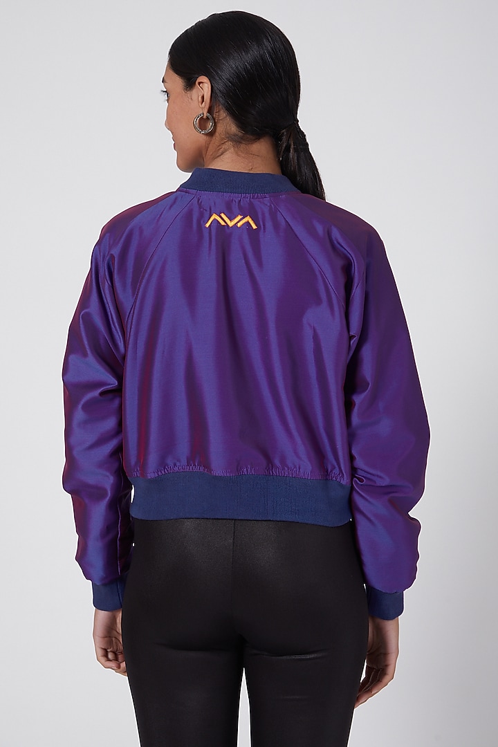 Purple Embroidered Bomber Jacket by Ava Designs at Pernia's Pop Up Shop