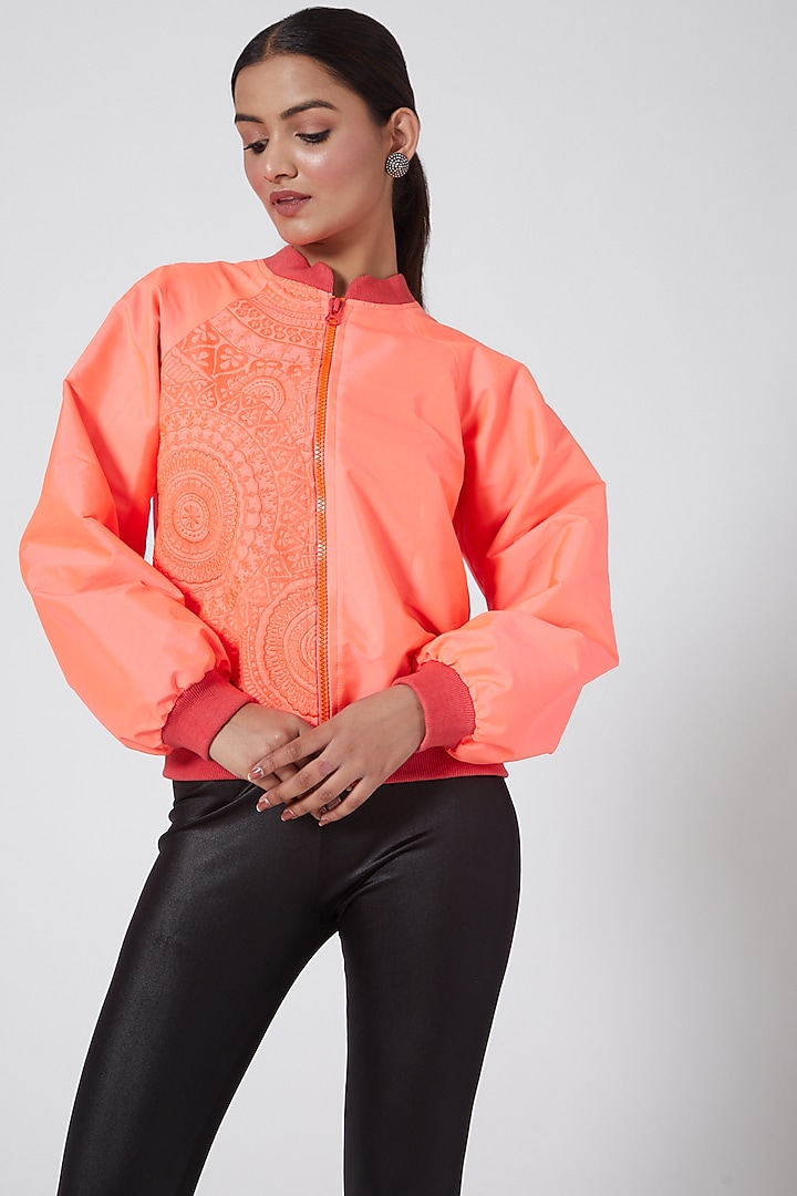 Pink Embroidered Jacket by Ava Designs at Pernia's Pop Up Shop