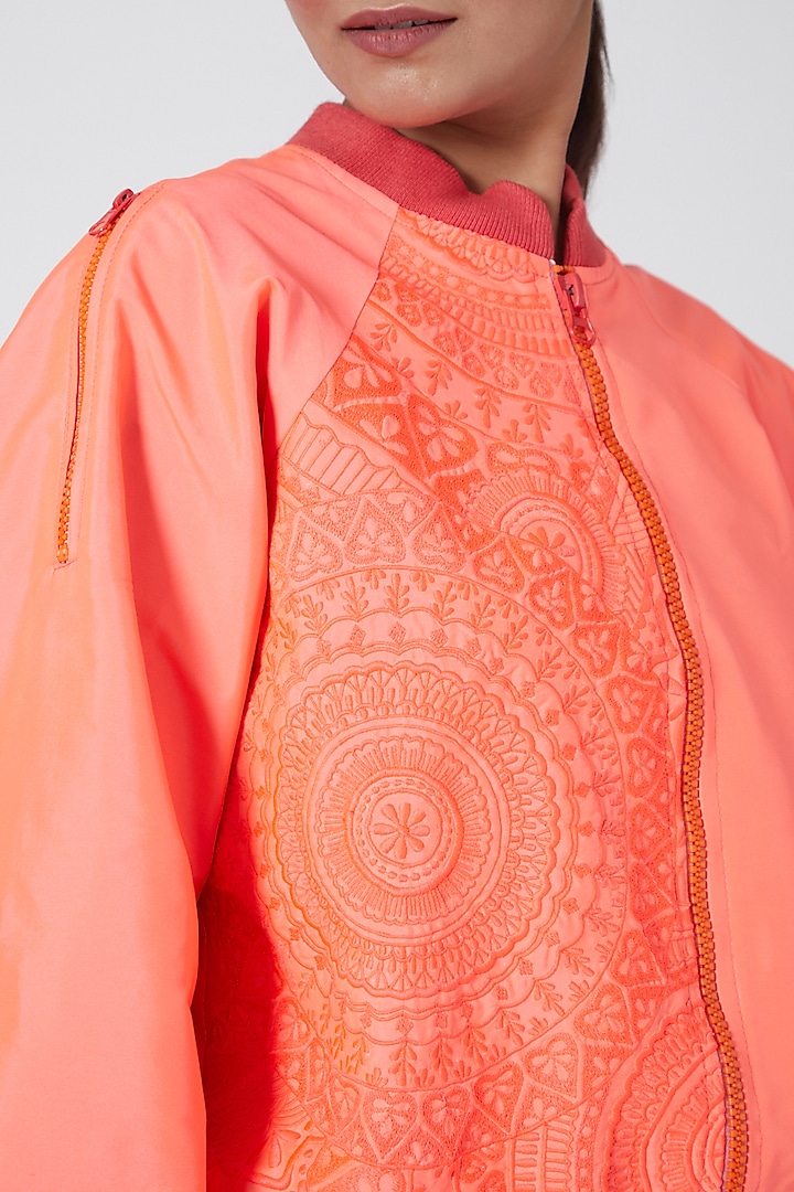 Pink Embroidered Jacket by Ava Designs at Pernia's Pop Up Shop