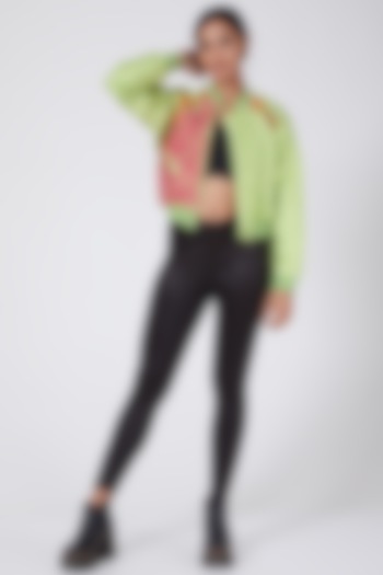 Green Embroidered Bomber Jacket by Ava Designs at Pernia's Pop Up Shop