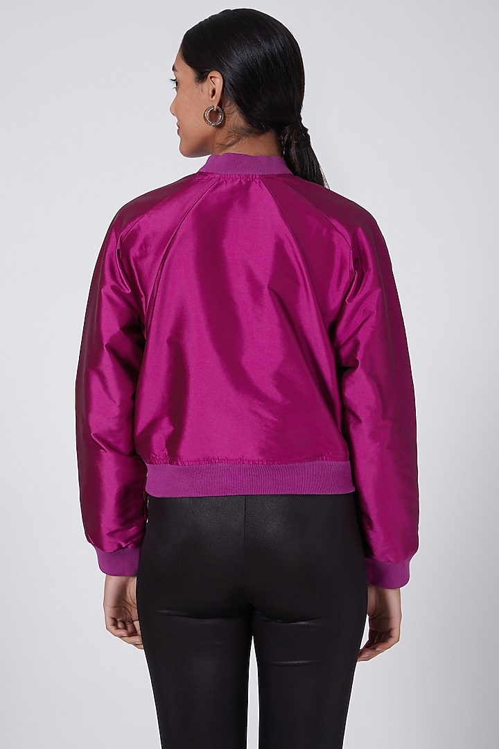 Purple Embroidered Bomber Jacket by Ava Designs at Pernia's Pop Up Shop
