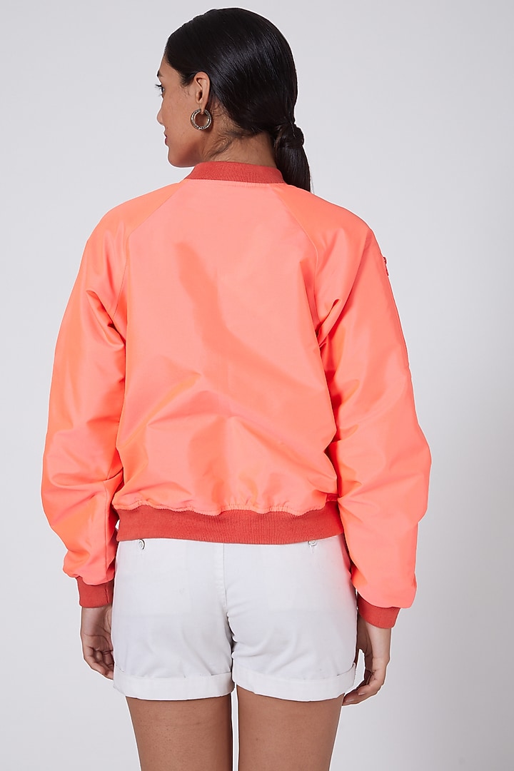 Pink Hand Embellished Bomber Jacket by Ava Designs at Pernia's Pop Up Shop