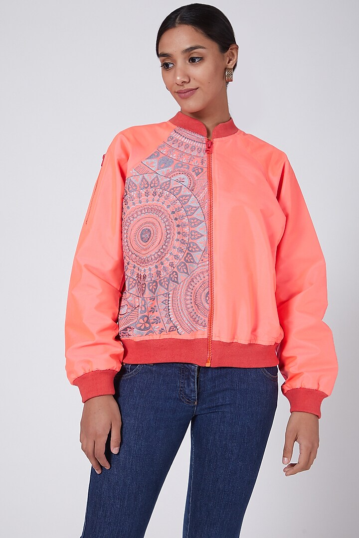 Pink Bomber Jacket by Ava Designs at Pernia's Pop Up Shop