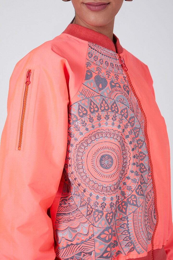 Pink Bomber Jacket by Ava Designs at Pernia's Pop Up Shop