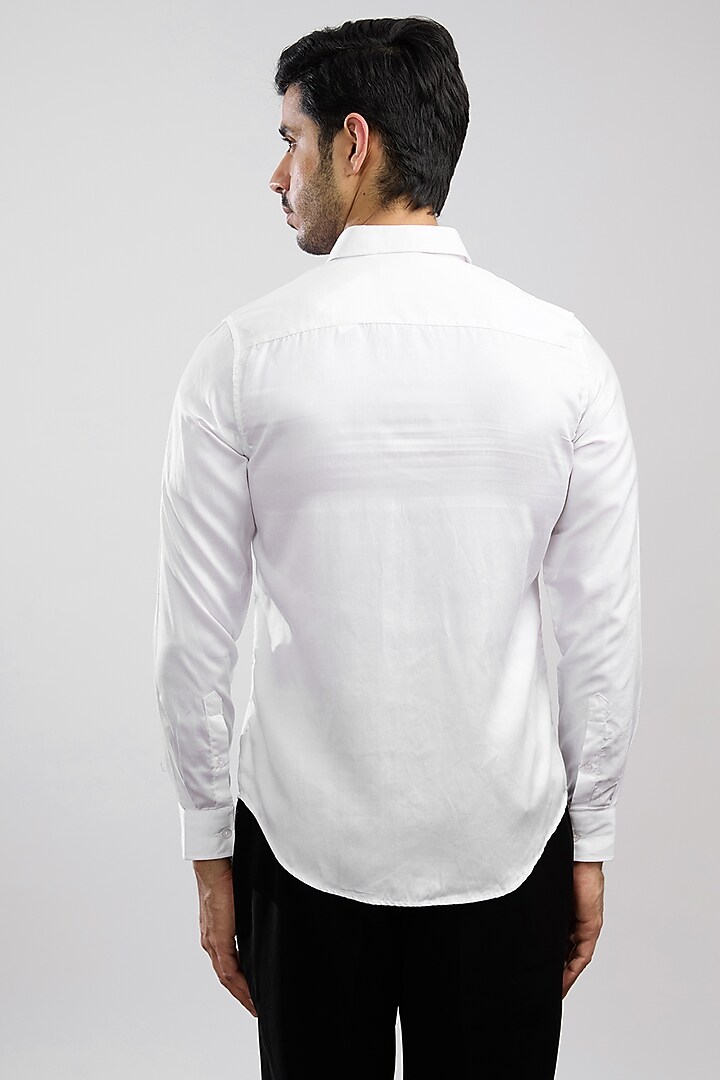 White Giza Cotton Blend Hand Painted Summer Shirt by AVALIPT at Pernia's Pop Up Shop