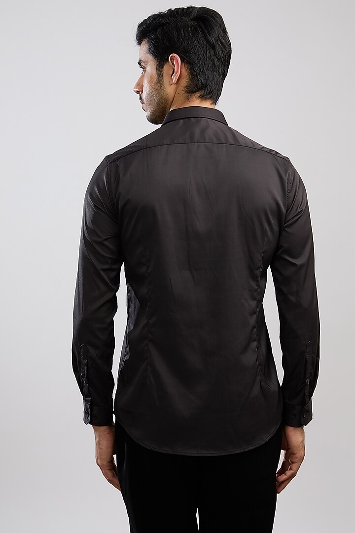 Black Giza Cotton Blend Hand Painted Party Wear Shirt by AVALIPT at Pernia's Pop Up Shop