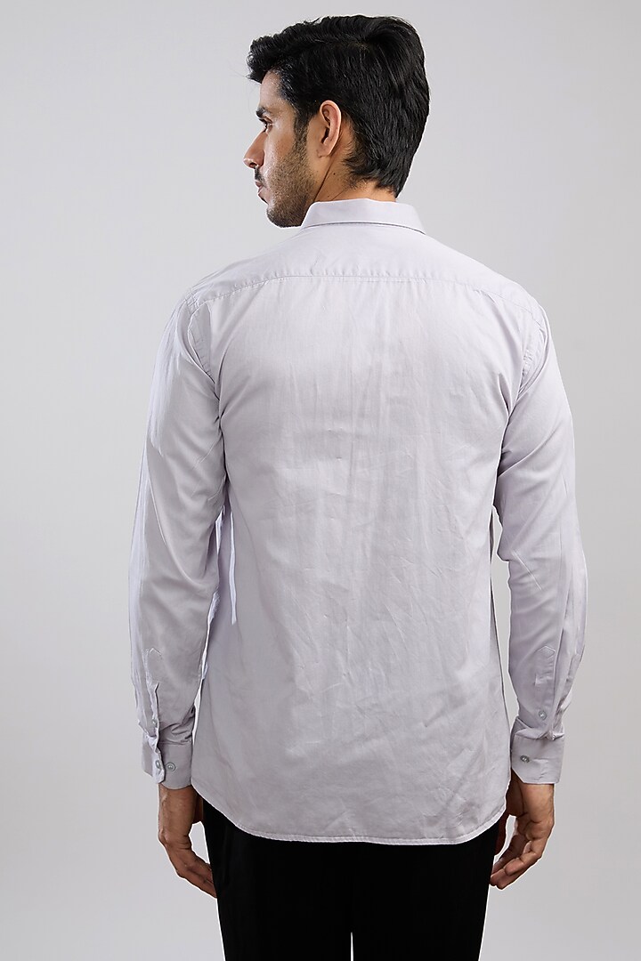 Grey Giza Cotton Blend Hand Painted Party Wear Shirt by AVALIPT at Pernia's Pop Up Shop