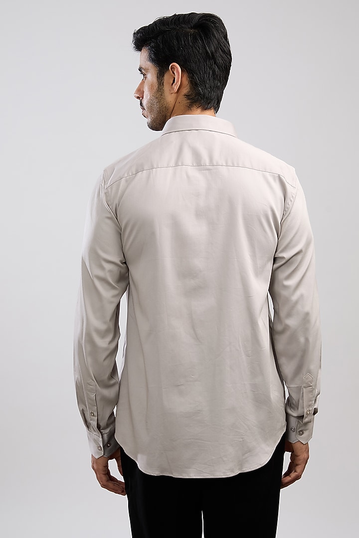 Grey Giza Cotton Blend Hand Painted Summer Shirt by AVALIPT at Pernia's Pop Up Shop