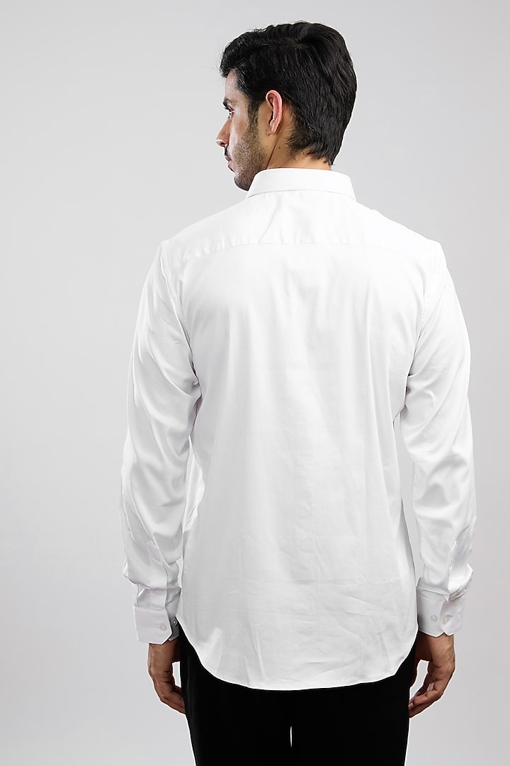 White Giza Cotton Blend Hand Painted Party Wear Shirt by AVALIPT at Pernia's Pop Up Shop