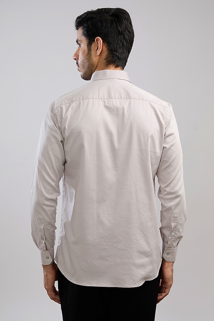Grey Giza Cotton Blend Hand Painted Summer Shirt by AVALIPT at Pernia's Pop Up Shop