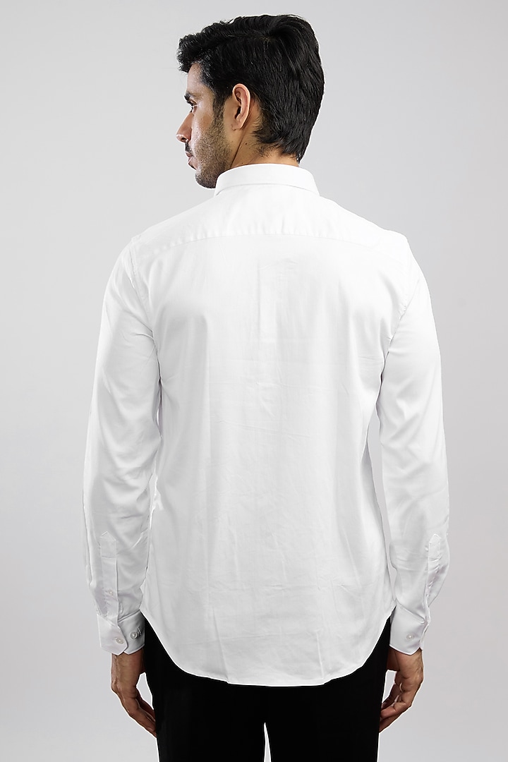 White Giza Cotton Blend Hand Painted Party Wear Shirt by AVALIPT at Pernia's Pop Up Shop