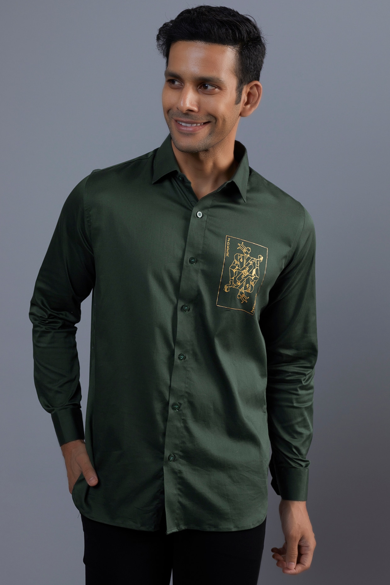 Shop WES Formals Solid Olive Ultra Slim Fit Shirt Online  Westside