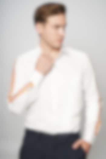 Abstract Greek White Premium Giza Cotton Blend Hand Painted Party Wear Shirt by AVALIPT at Pernia's Pop Up Shop