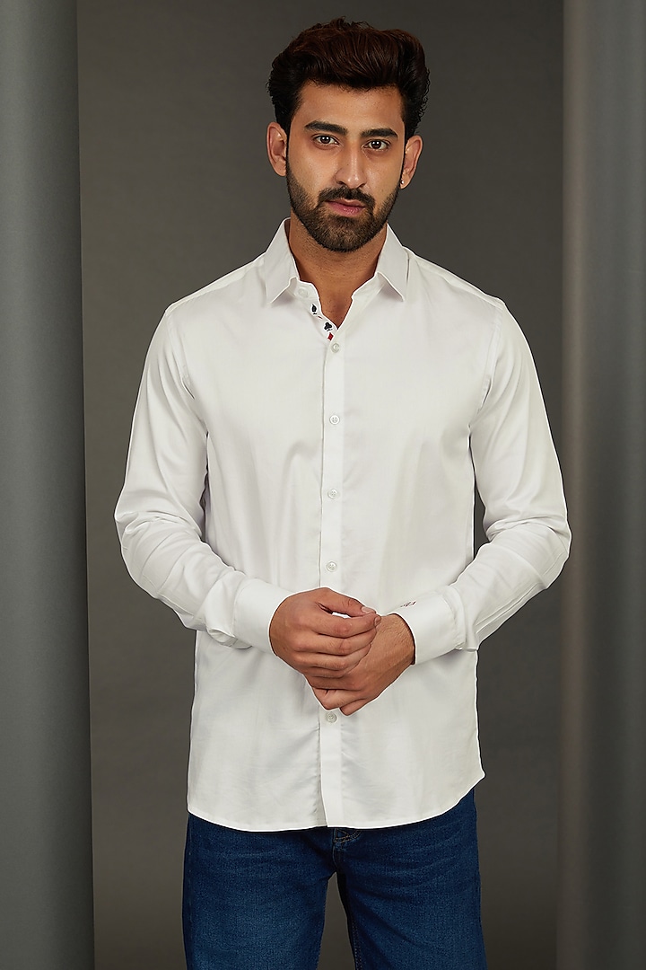 Badshah King White Premium Giza Cotton Blend Shirt by AVALIPT