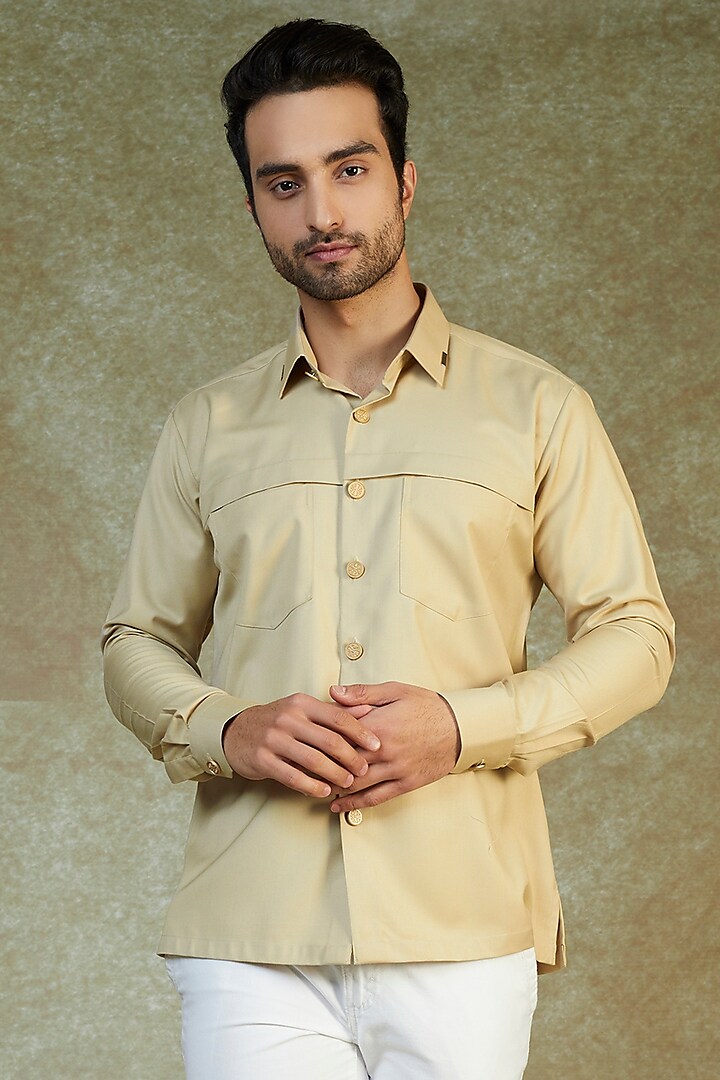 Beige Terry Rayon Shirt by AVEGA