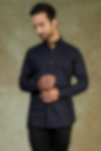 Blue Textured Cotton Summer Shirt by AVEGA at Pernia's Pop Up Shop