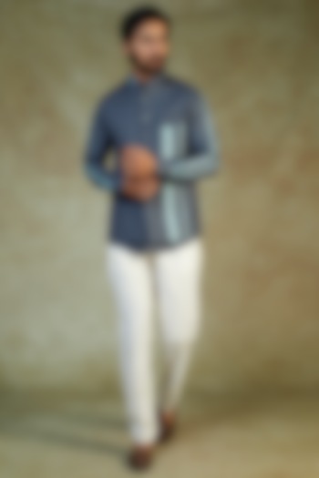Grey Terry Rayon Bundi Jacket With Shirt by AVEGA