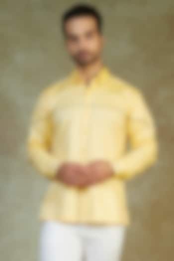 Yellow Textured Cotton Shirt by AVEGA