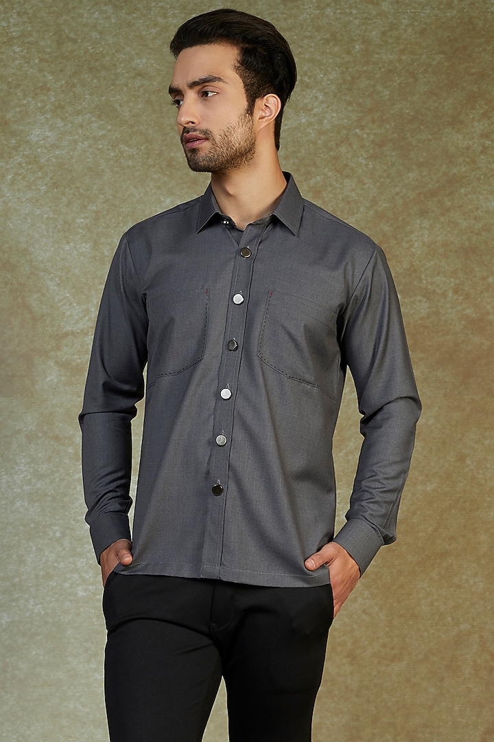 Grey Cotton Summer Shirt by AVEGA at Pernia's Pop Up Shop