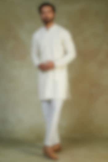 Off-White Lucknowi Embroidered & Printed Kurta Set by AVEGA at Pernia's Pop Up Shop