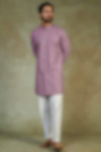 Purple Blended Embroidered & Printed Kurta Set by AVEGA