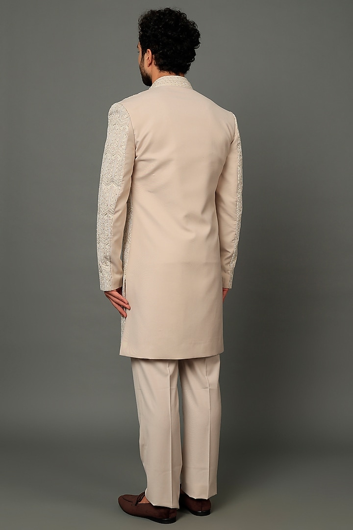 Beige Embroidered Indo-Western Set by AVEGA at Pernia's Pop Up Shop
