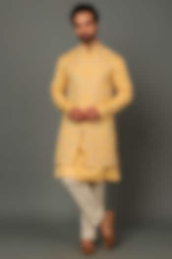 Yellow Silk Indowestern Set by AVEGA