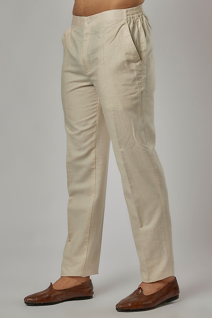 Ivory Cotton Linen Embroidered Bundi Jacket Set by AVEGA at Pernia's Pop Up Shop