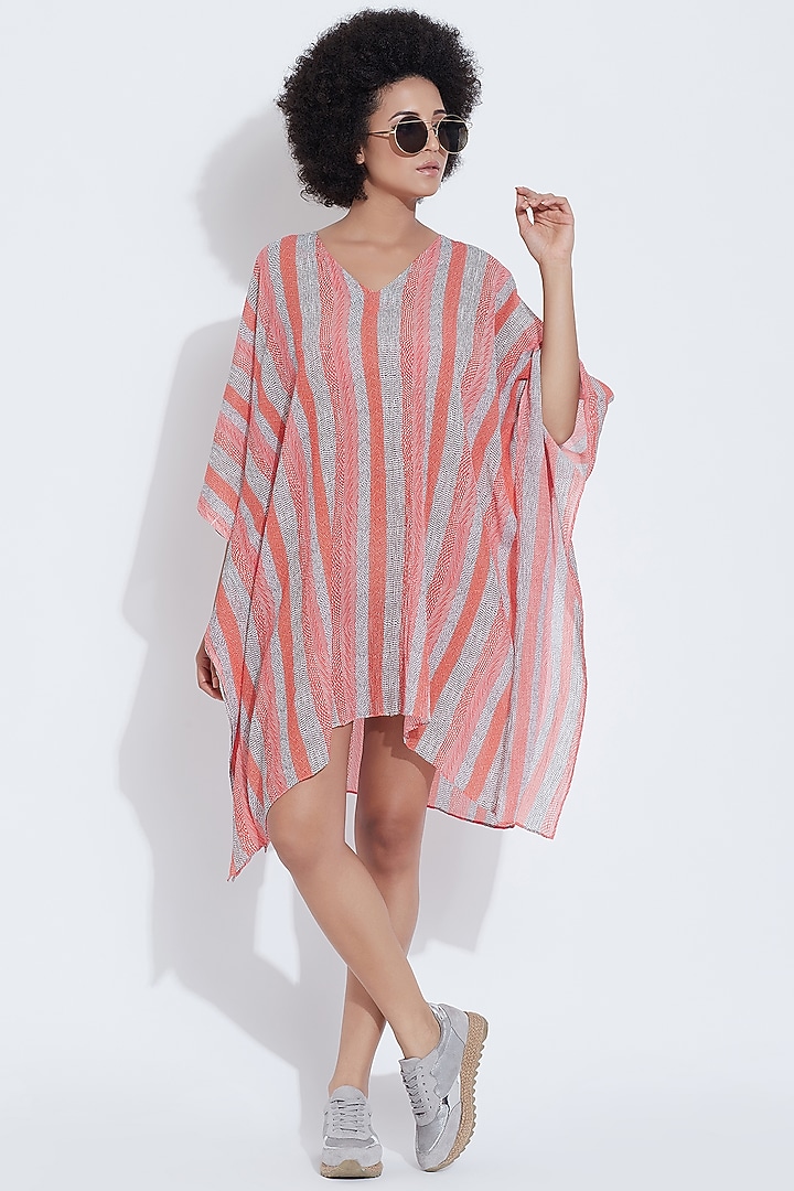 Red & White Kaftan With Sripes by Aartivijay Gupta at Pernia's Pop Up Shop
