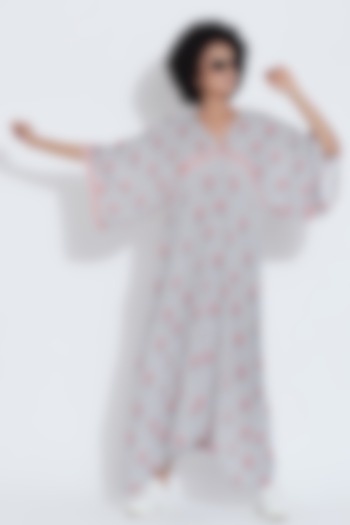 White Maxi Cocktail Dress With Print by Aartivijay Gupta at Pernia's Pop Up Shop