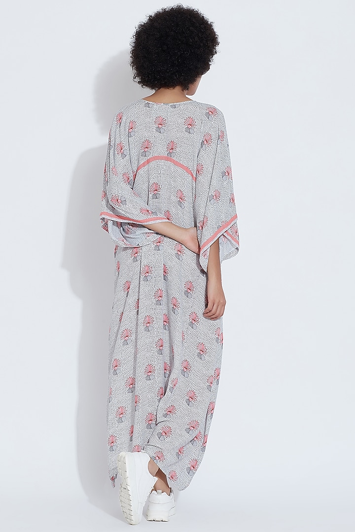 White Maxi Cocktail Dress With Print by Aartivijay Gupta at Pernia's Pop Up Shop