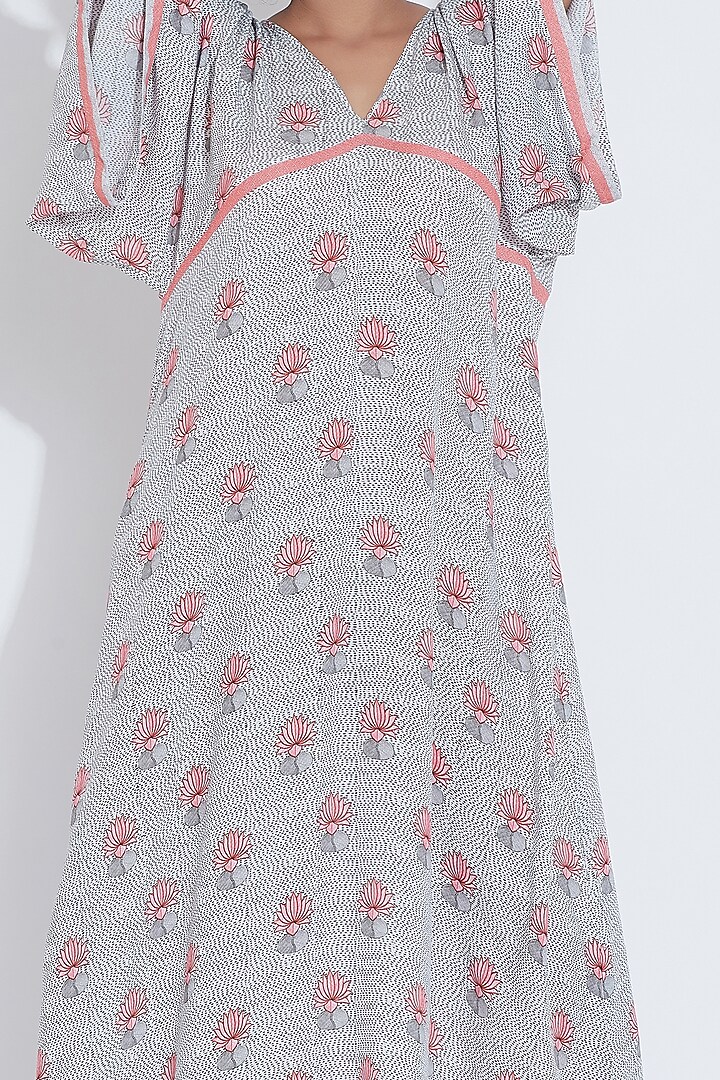 White Maxi Cocktail Dress With Print by Aartivijay Gupta at Pernia's Pop Up Shop
