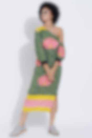 Green Cotton Printed Maxi Dress by Aartivijay Gupta at Pernia's Pop Up Shop