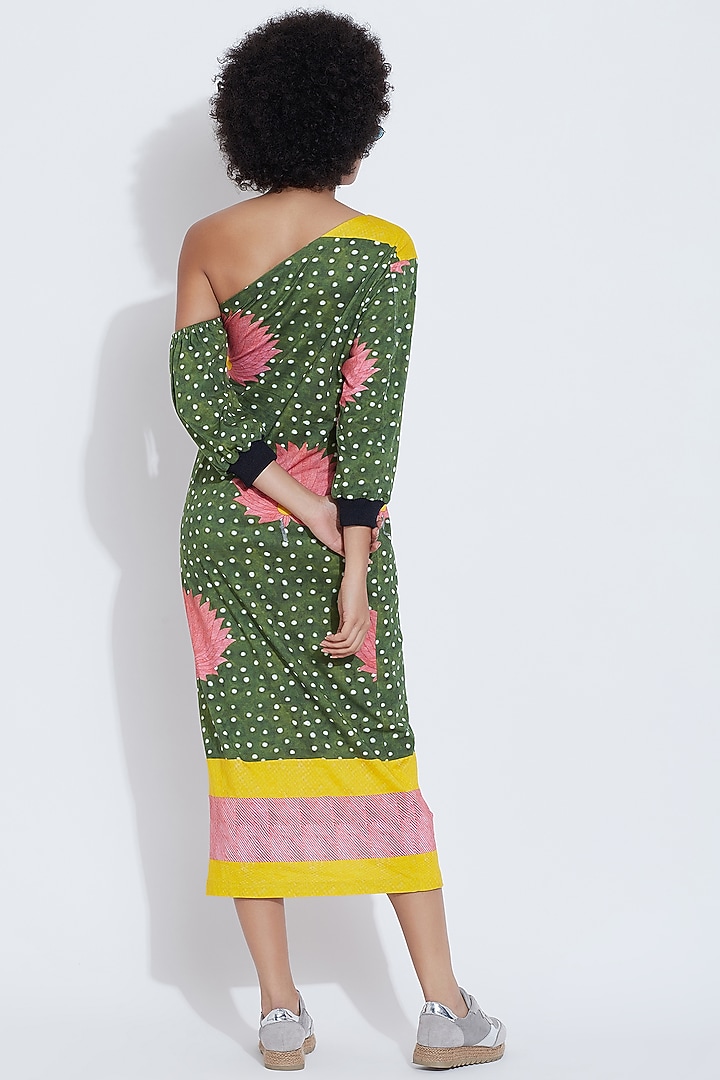 Green Cotton Printed Maxi Cocktail Dress by Aartivijay Gupta at Pernia's Pop Up Shop