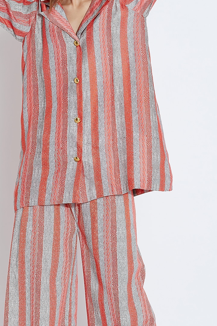 Red White Striped Shirt by Aartivijay Gupta at Pernia's Pop Up Shop