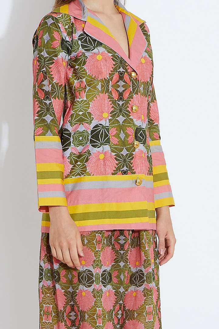 Pink & Green Printed Shirt by Aartivijay Gupta at Pernia's Pop Up Shop