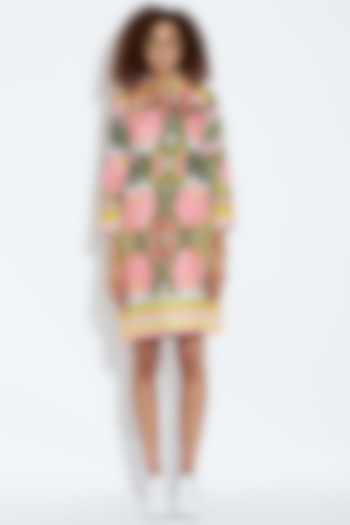 Green & Pink Printed Jacket by Aartivijay Gupta at Pernia's Pop Up Shop