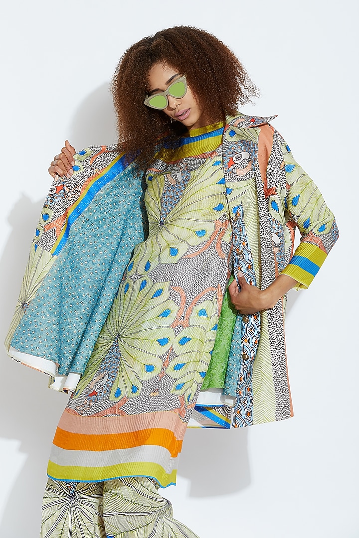 Green & Blue Printed Top by Aartivijay Gupta at Pernia's Pop Up Shop