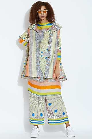 Green & Blue Printed Pants by Aartivijay Gupta