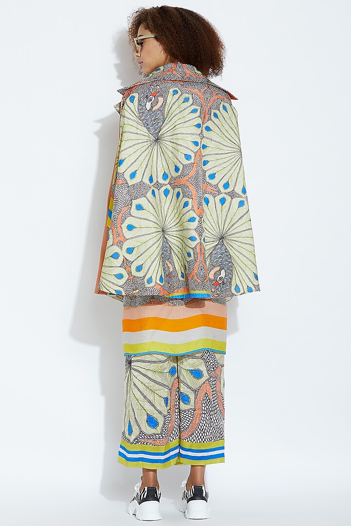 Green & Blue Printed Pants by Aartivijay Gupta at Pernia's Pop Up Shop