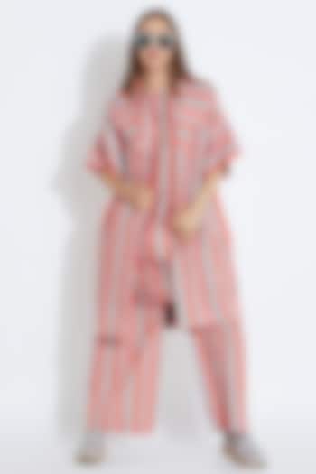 Red & White Striped Print Jacket by Aartivijay Gupta at Pernia's Pop Up Shop