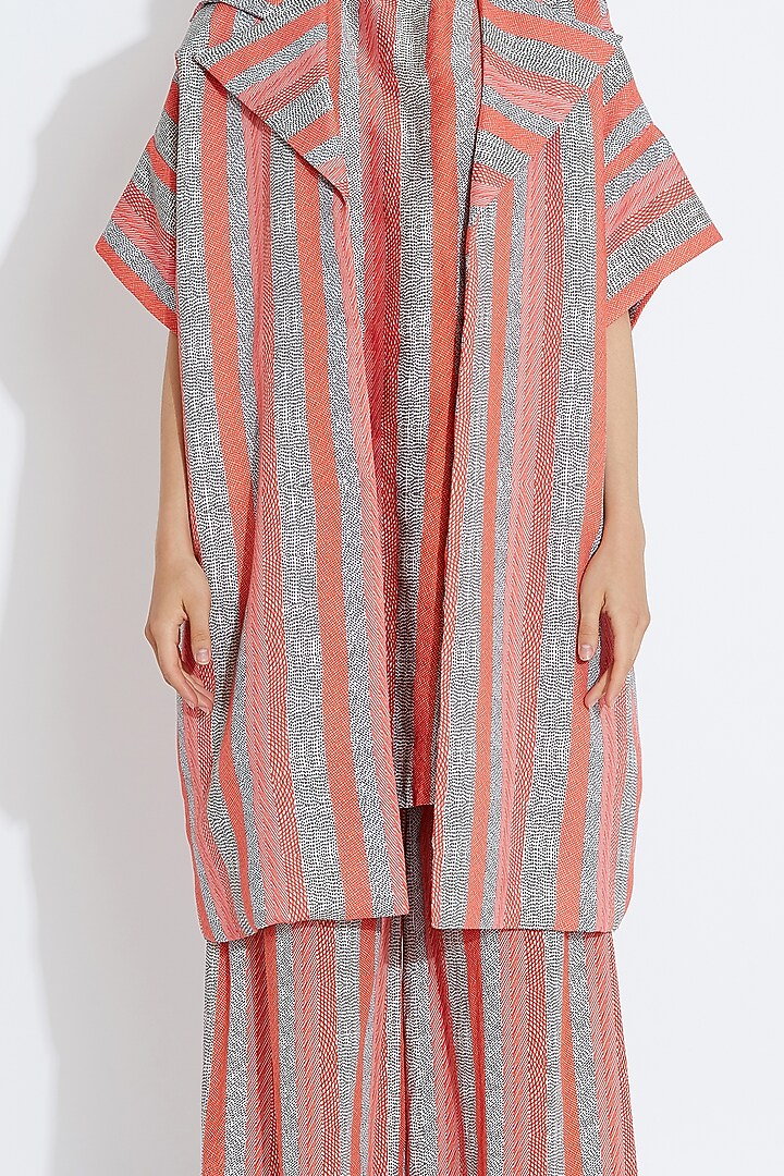 Red & White Striped Print Jacket by Aartivijay Gupta at Pernia's Pop Up Shop