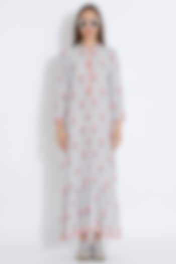 White Printed Maxi Cocktail Dress by Aartivijay Gupta at Pernia's Pop Up Shop