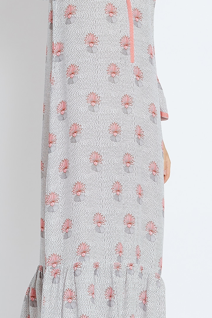 White Printed Maxi Cocktail Dress by Aartivijay Gupta at Pernia's Pop Up Shop