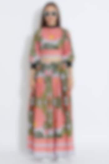 Pink & Green Printed Blouse by Aartivijay Gupta at Pernia's Pop Up Shop
