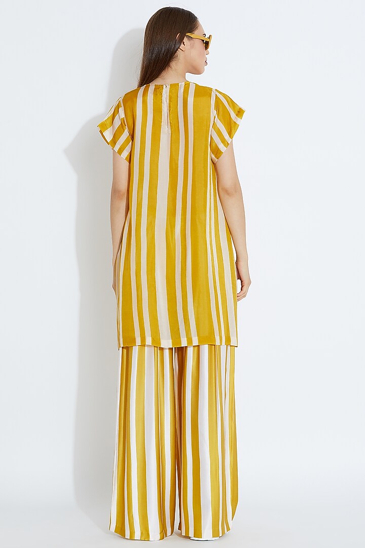 Yellow & White Striped Print Top by Aartivijay Gupta at Pernia's Pop Up Shop